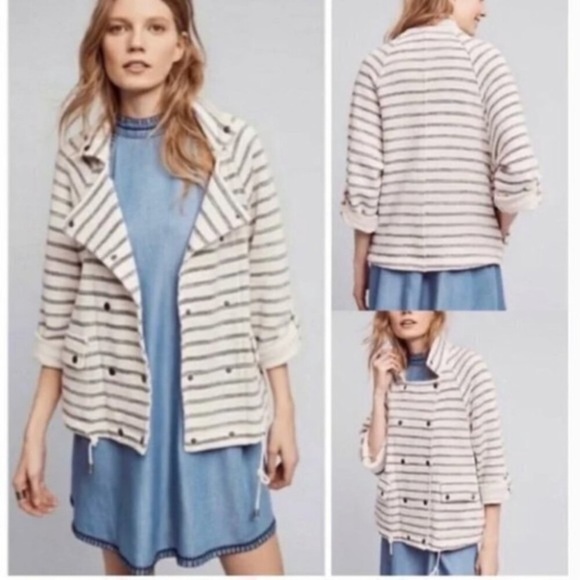 Anthropologie Dolan Striped Snap Button Down French Terry Jacket size XS - Picture 1 of 7